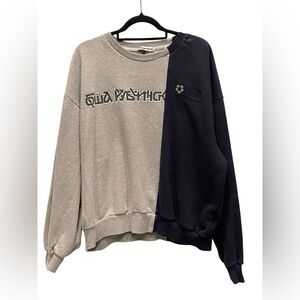 GOSHA RUBCHINSKIY COMBO LOGO SWEAT LIGHT GREY & DARK NAVY L